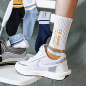 学生篮球运动纯棉ins潮字母高帮个性 6双长筒袜春秋款 夏季 男中筒袜