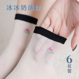 可爱袜子女中筒袜薄款 春夏季 日系玻璃丝透气ins潮夏天水晶丝短袜