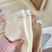 澳绒袜子女中筒袜秋冬加厚保暖宽松毛绒加绒美式 男士 羊毛雪地长袜