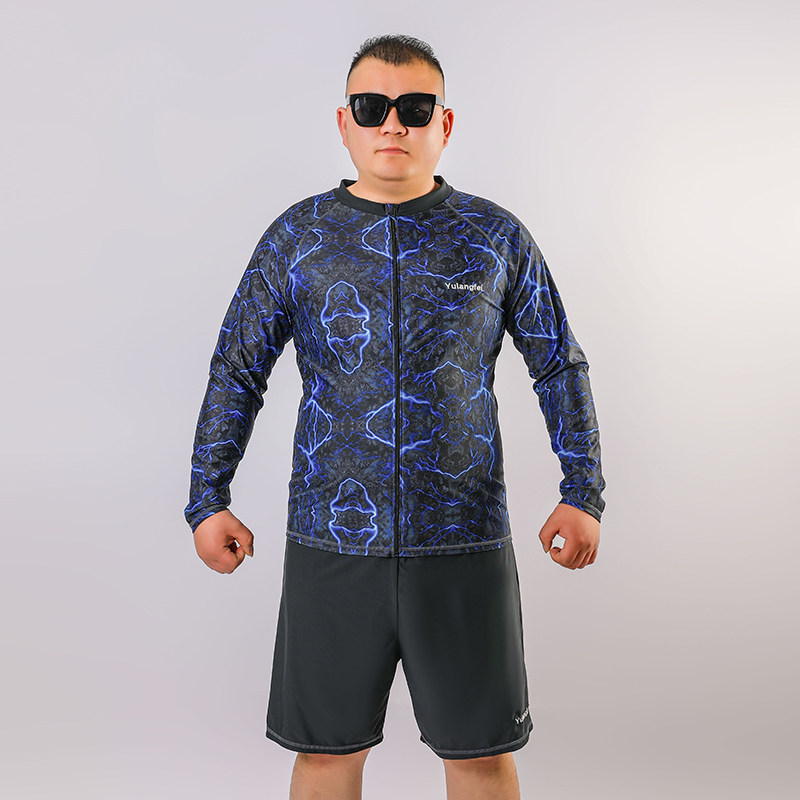 2025新款男士泳衣250长袖防晒速干短裤300斤加肥加大特大码两件套