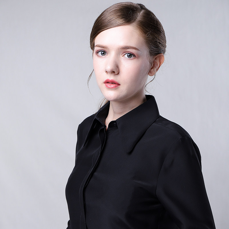 真丝衬衫女100%桑蚕丝重磅19姆米精致法式大领高品质衬衣通勤长袖