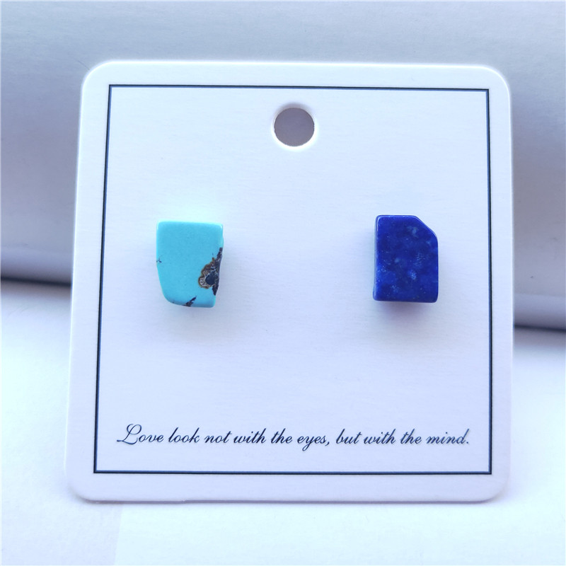 蓝绿配色耳钉小巧百搭不对称石头耳饰绿松石青金石气质原创AB款,饰品/流行首饰/时尚饰品新,耳钉,淘宝优惠券,粉丝福利购,淘宝优惠卷