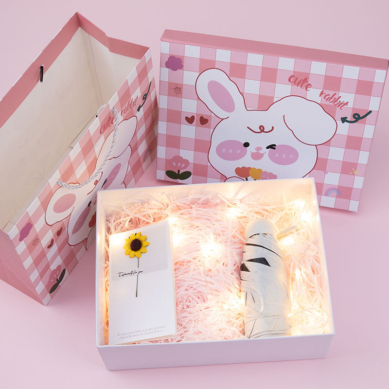 情人节卡通礼物盒生日蓝粉色围巾礼物盒衣服包装衣服大号礼品盒