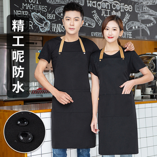 围裙定制logo印字工作服帆布女订做商用厨房防水防油餐饮店围腰男
