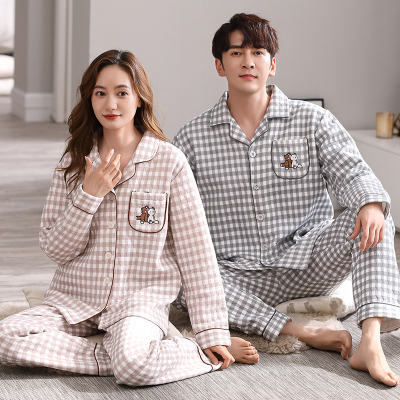 浪莎秋冬季情侣睡衣开衫加厚长袖