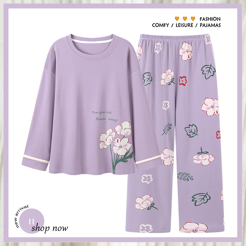 浪莎睡衣女纯棉长袖开衫家居服