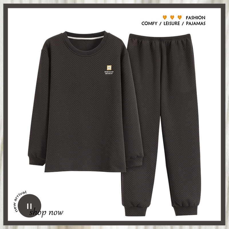 浪莎睡衣男士纯棉长袖夹棉夹层