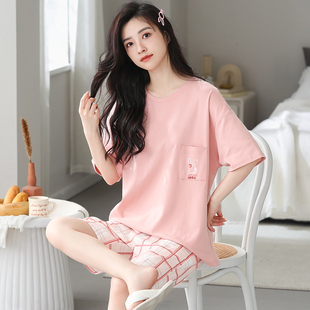 睡衣女夏季 夏天可外穿家居服套装 纯棉薄款 短裤 短袖 浪莎2026年新款