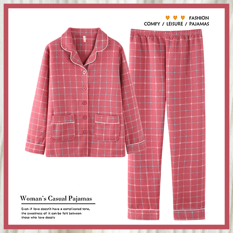 浪莎秋冬季空气棉夹层睡衣套装女纯棉长袖格子夹棉加厚家居服冬天,女士内衣/男士内衣/家居服,睡衣/家居服套装,淘宝优惠券,粉丝福利购,淘宝优惠卷