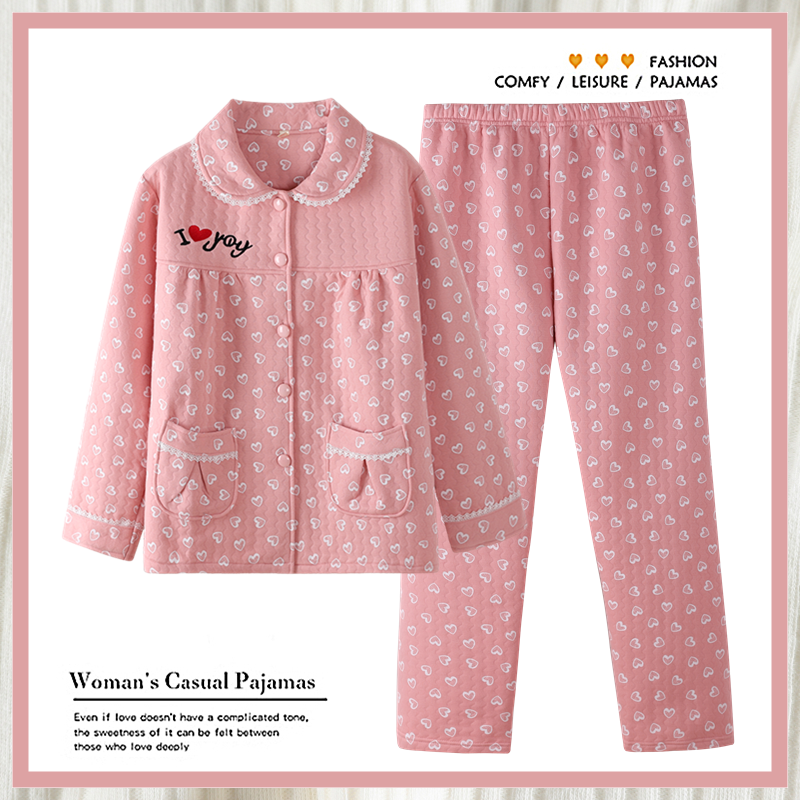 浪莎夹层睡衣女冬季三层加厚纯棉空气棉家居服保暖可外穿夹棉套装,女士内衣/男士内衣/家居服,睡衣/家居服套装,淘宝优惠券,粉丝福利购,淘宝优惠卷