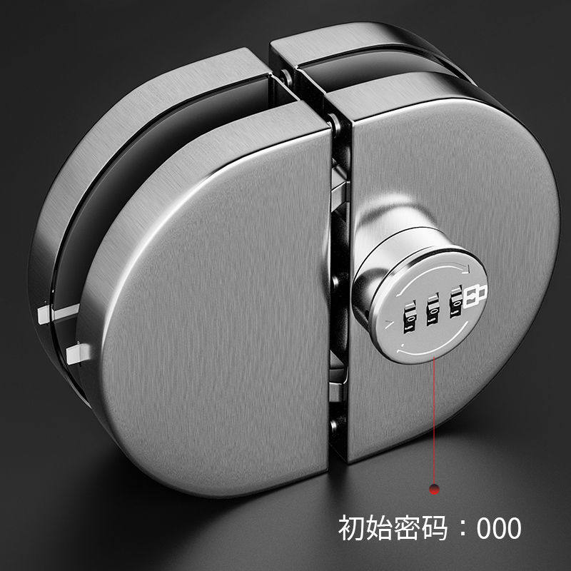 玻璃门锁双门单门免开孔门锁商铺公司玻璃锁推拉双开门锁具无框锁