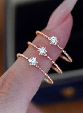 S925纯银玫瑰金三石缠绕女戒