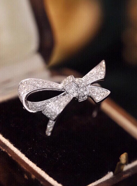 S925纯银蝴蝶结锆石食指戒