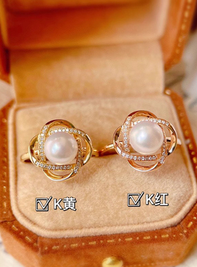 S925镶钻珍珠强光无暇戒指