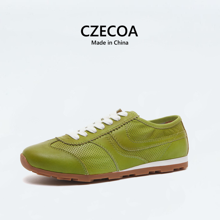 CZECOA 2025秋冬新款德训鞋男真皮时尚潮流透气平底休闲鞋牛皮
