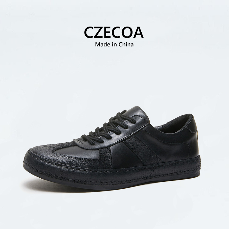 CZECOA2025秋新款商务休闲真皮鞋经典百搭时尚马皮高级感简约板鞋