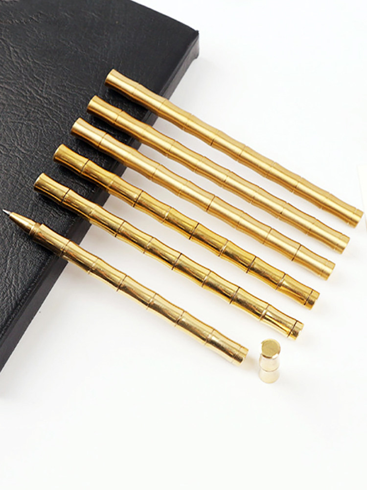 황동 대나무 펜 풀 메탈 펜 황동 펜 비즈니스 사무실 하이 엔드 간단한 하이 룩 쓰기 선물 서명 펜