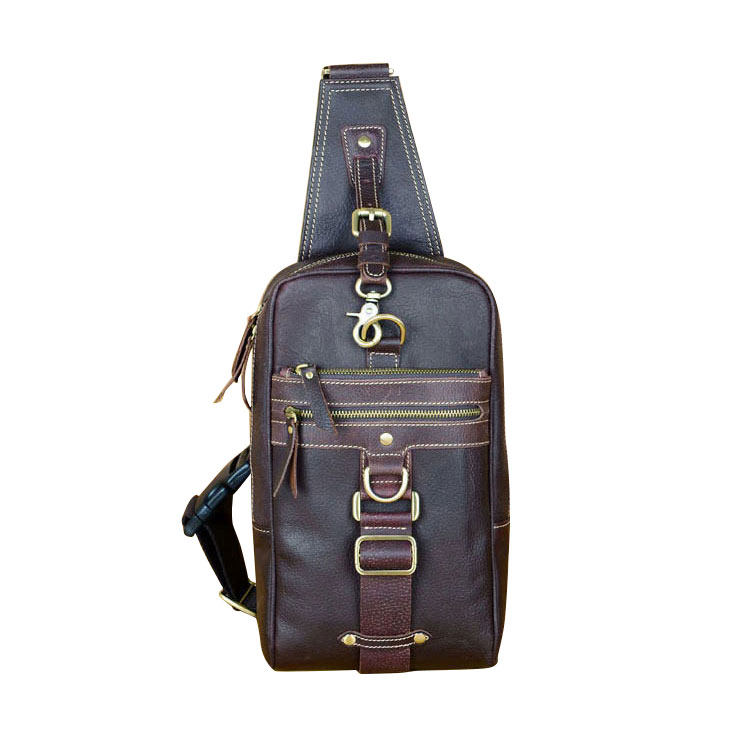 真皮男包疯马皮胸包男女斜挎旅行小背包胸包腰包复古头层牛皮胸包