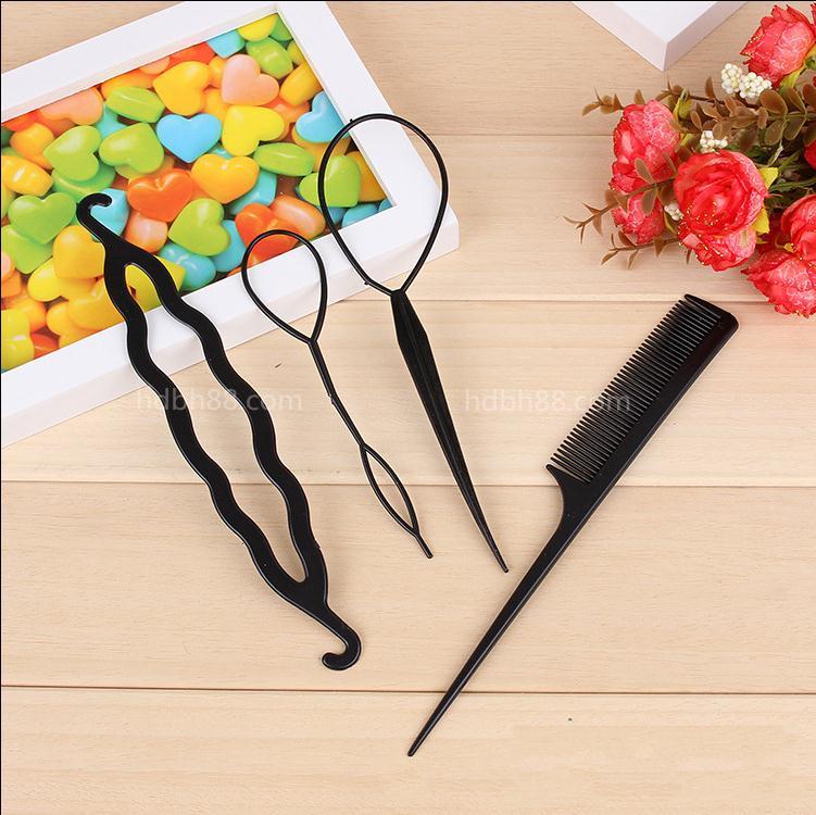 双钩魔力花样盘发器/4件套盘发器多功能拉发针发饰丸子头工具韩版