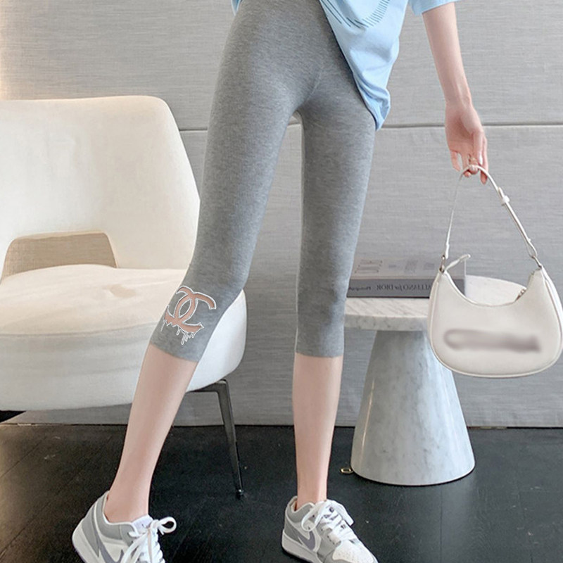 莫代尔打底裤女2025夏季新款外穿灰色弹力修身显瘦小脚紧身七分裤