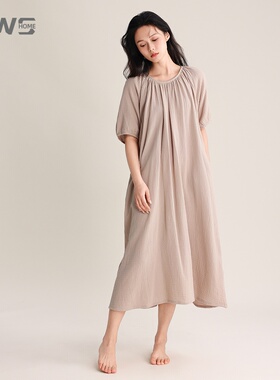 YWS HOME女睡裙柔软双层纱轻盈吸汗居家睡衣家居服