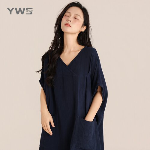 YWSHOME全棉法式V领家居服睡裙