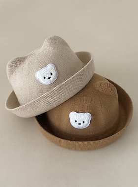 儿童帽子春秋男孩女宝圆顶英伦礼帽1一3岁宝宝盆帽可爱超萌猫耳朵