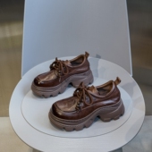 女超轻软底单鞋 2025秋季 新款 头层牛皮增高厚底乐福鞋 英伦风小皮鞋