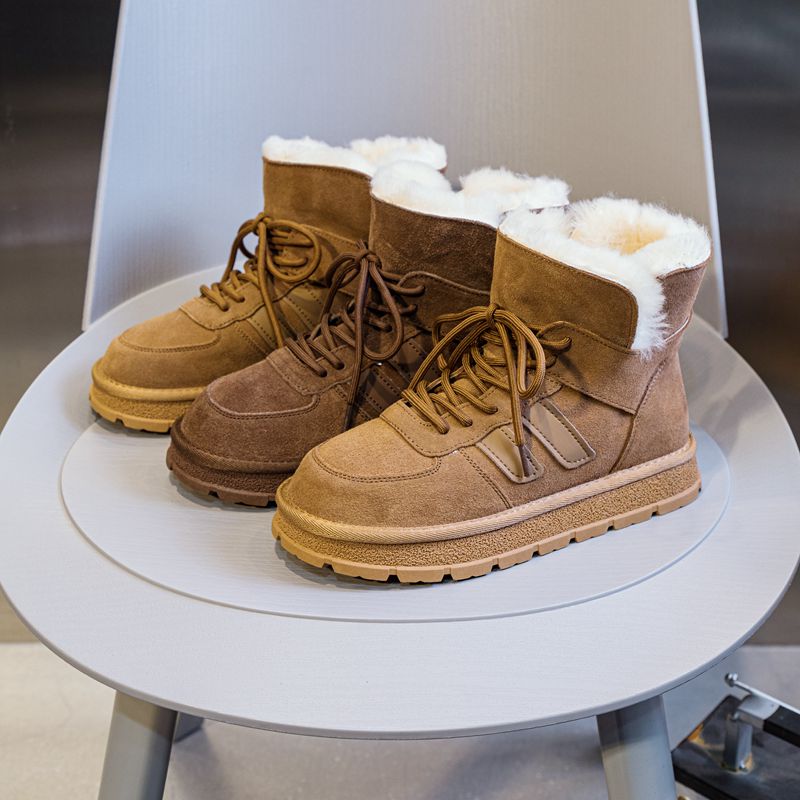 真皮羊毛雪地靴女鞋2025年新款冬季时尚厚底防滑加绒加厚保暖棉鞋