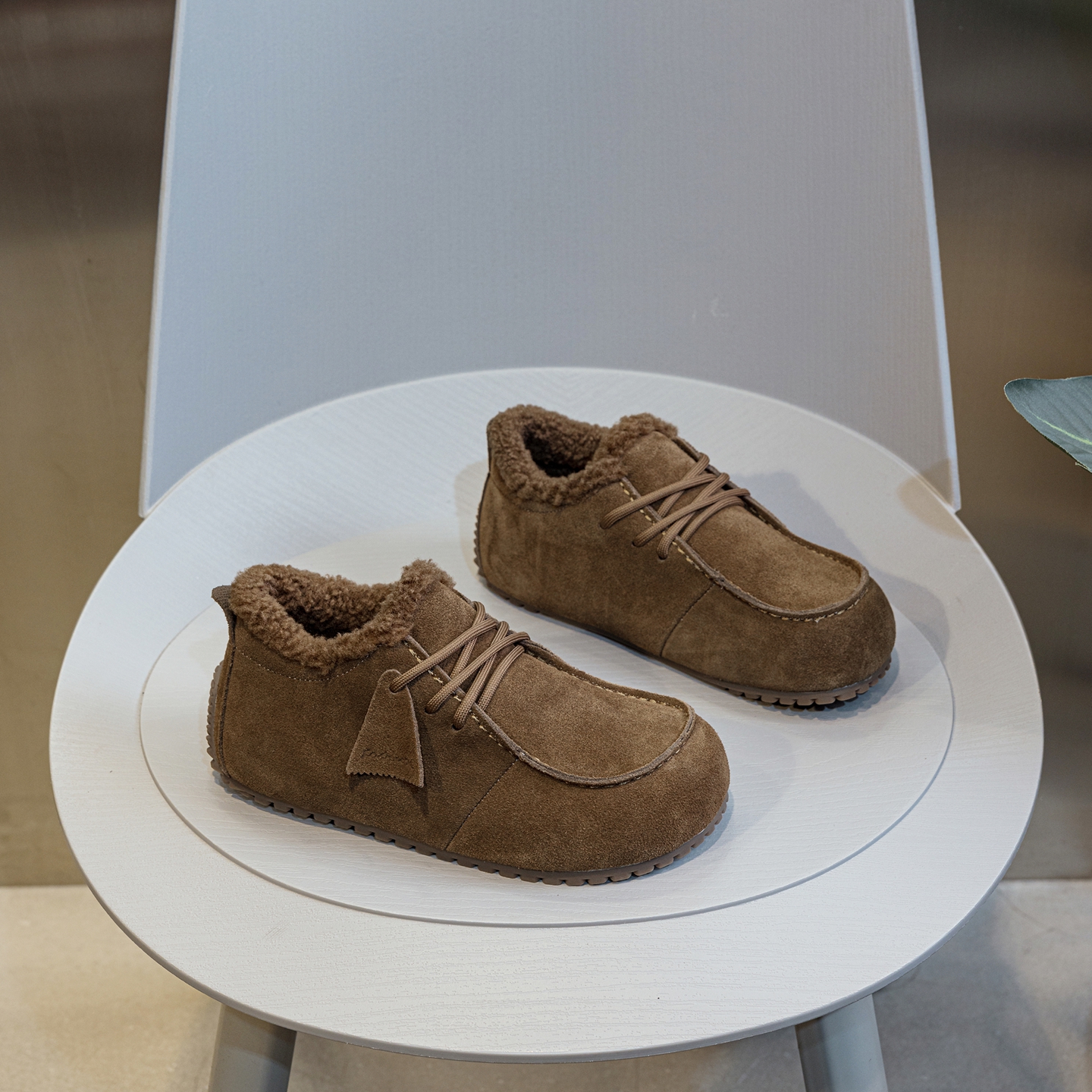 真皮勃肯鞋女鞋加绒保暖防滑软底