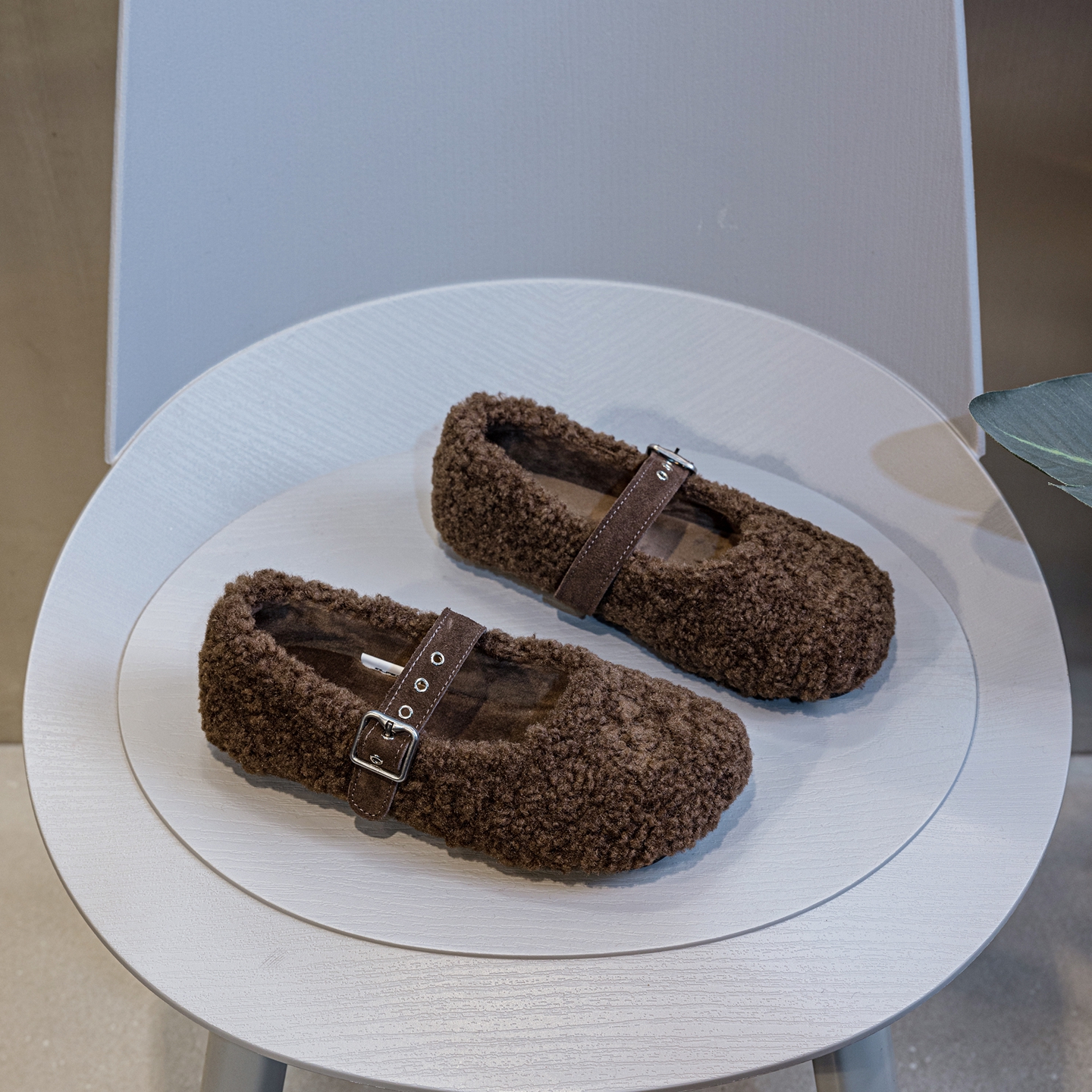 玛丽珍毛毛鞋女软底加绒保暖棉鞋