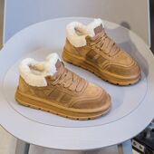 新款 真皮羊毛加绒加厚保暖女鞋 圆头短靴时尚 2025冬季 百搭雪地棉鞋