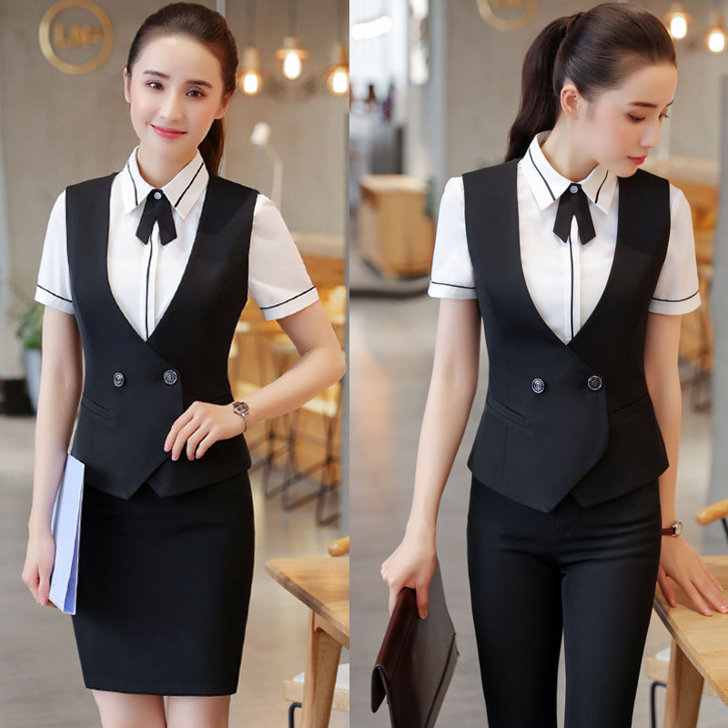 空姐制服职业套装马甲女OL夏航空高档礼仪酒店工作服装师美容院