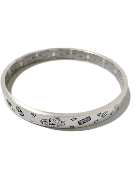 平安喜乐银手镯女9999纯银足银国风复古福字吉言镯子手环女友礼物