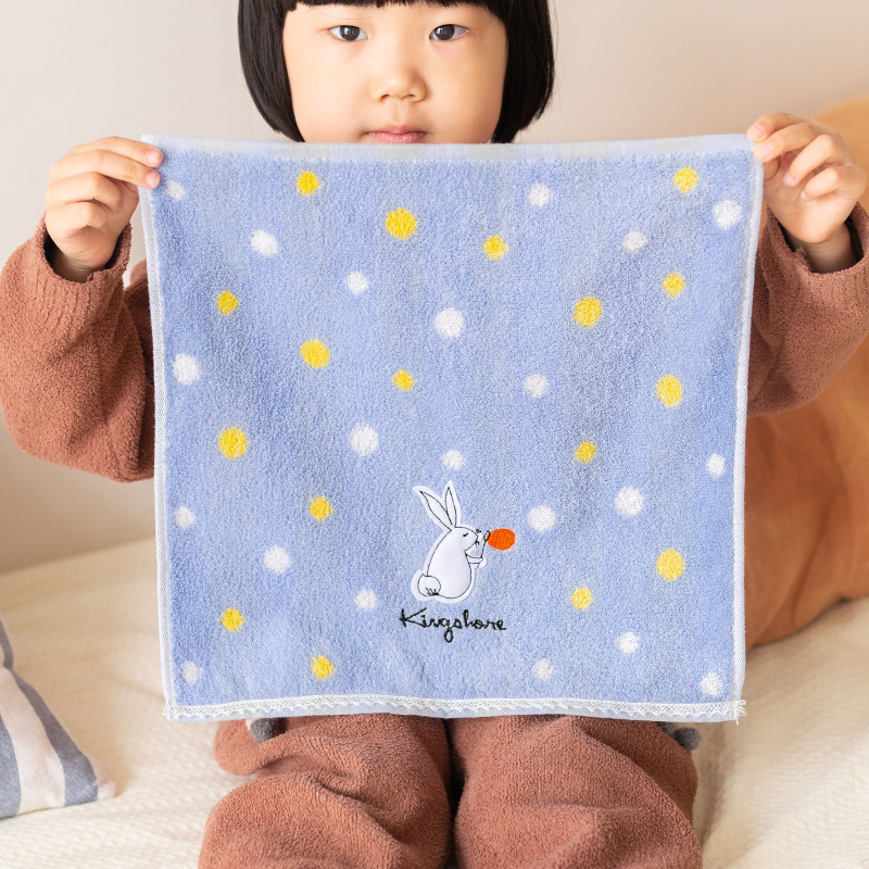 兔子波点小方巾纯棉女