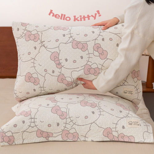 团团Kitty纯棉a类纱布枕巾