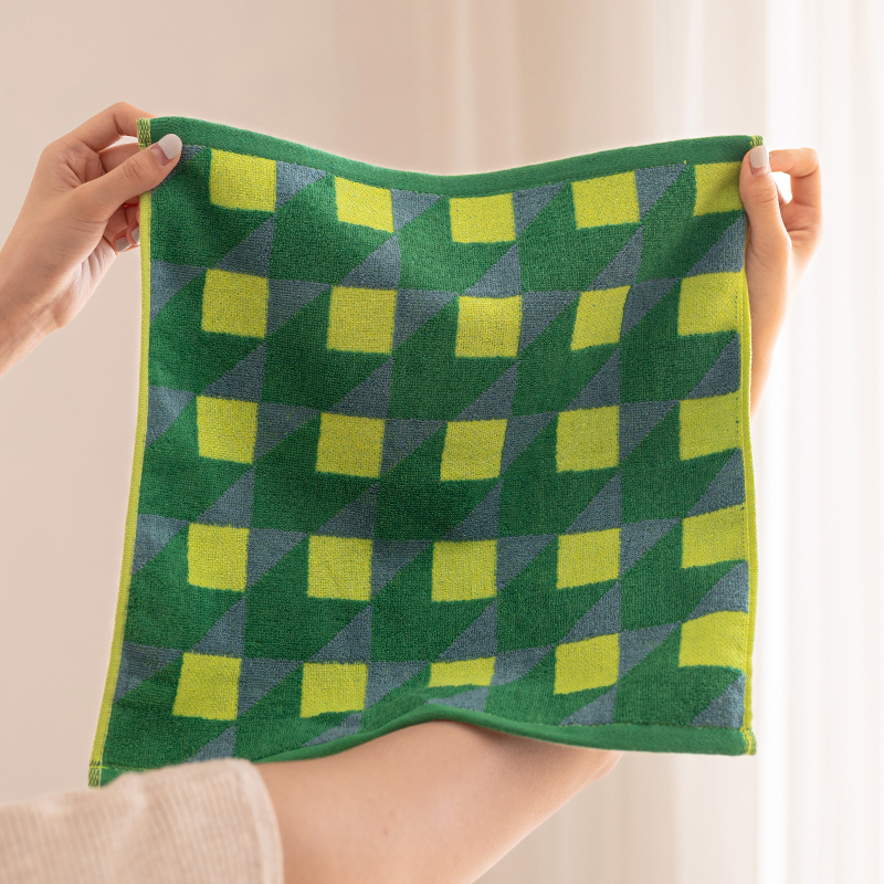 几何立方方巾纯棉100全棉a类