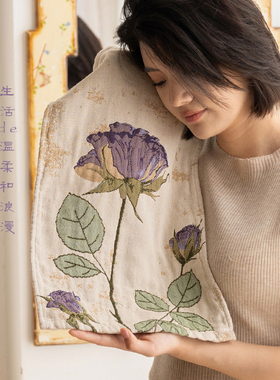 一枝独秀花卉纯棉纱布四层毛巾大人2025新款全棉擦手手巾洗脸面巾