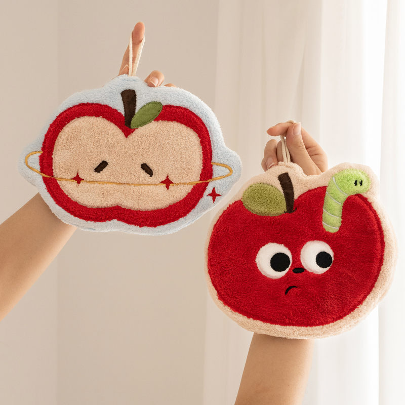 苹果珊瑚绒擦手巾挂式加厚吸水