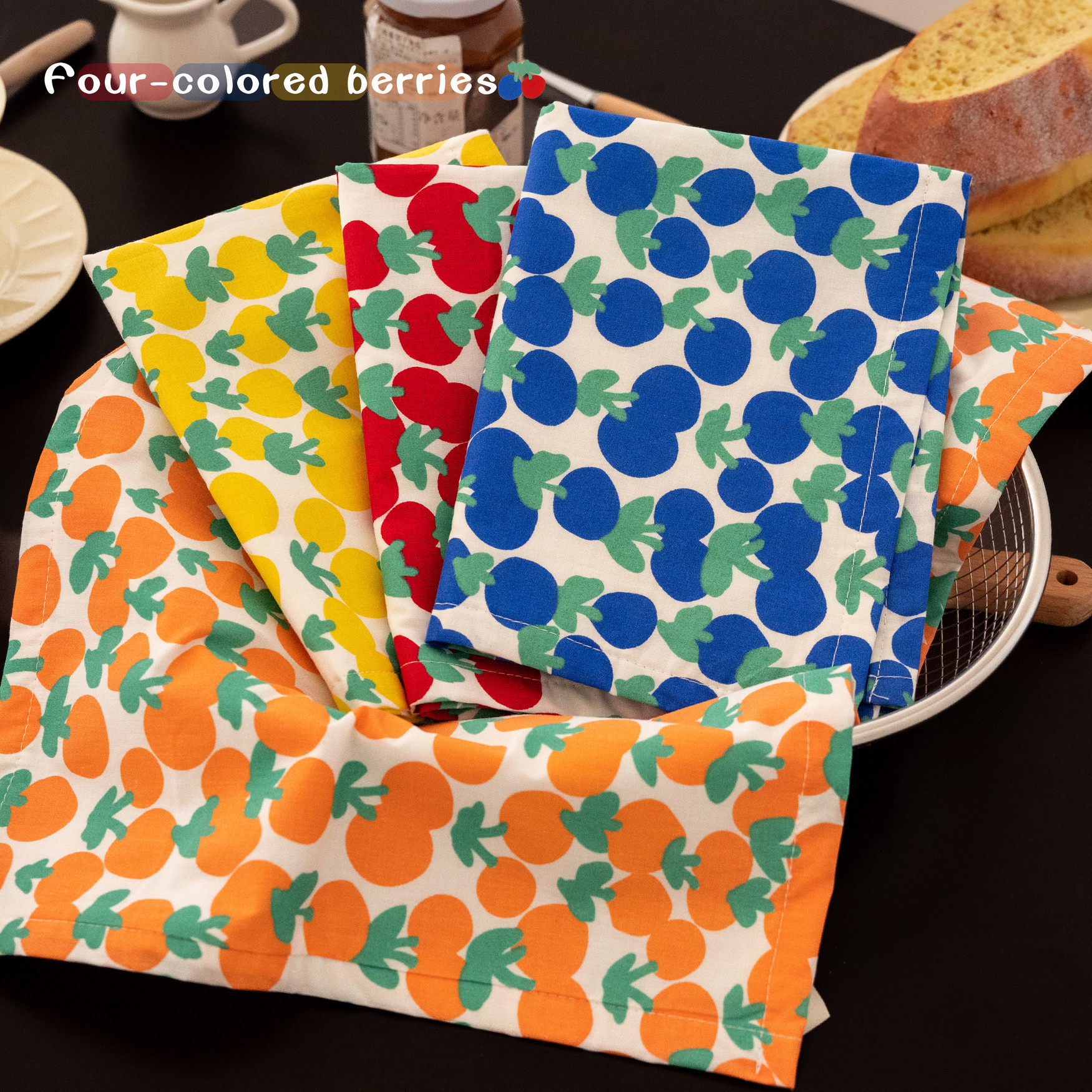 四色莓果纯棉餐垫隔热垫防烫餐垫布碗垫家用艺术感西餐餐垫装饰垫,居家布艺,餐垫,淘宝优惠券,粉丝福利购,淘宝优惠卷