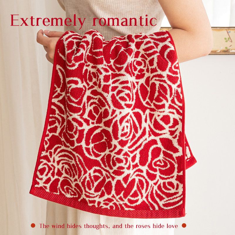 玫瑰洗脸毛巾纯棉家用情侣红色面巾手帕女全棉吸水男柔软结婚新年,居家布艺,毛巾/面巾,淘宝优惠券,粉丝福利购,淘宝优惠卷