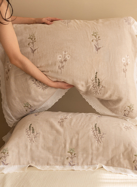 花边枕巾纯棉纱布高档大号全棉防头油枕头巾轻奢高级感新款吸汗