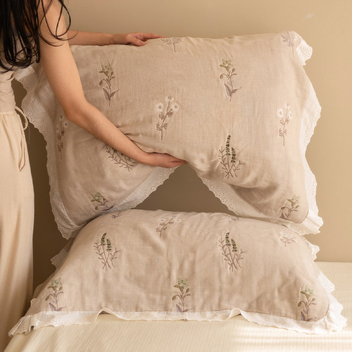 花边枕巾|纯棉纱布轻奢大号枕巾