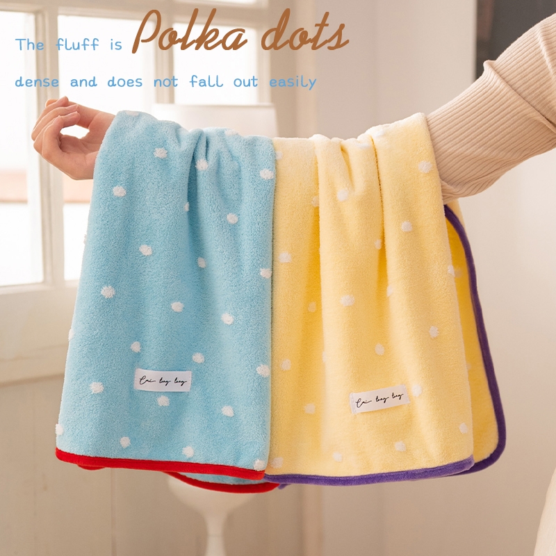 可爱点点毛巾家用成人柔软吸水速干珊瑚绒洗澡毛巾学生洗脸巾新款