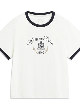 李宁女子舒适耐洗宽松短袖文化衫AHSW316