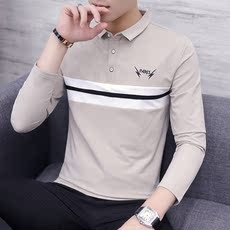 Có hàng đầu cotton nam áo sơ mi nam dài tay t-shirt Hàn Quốc phiên bản của đẹp trai giả hai mảnh mùa thu áo khoác bên ngoài mặc mỏng