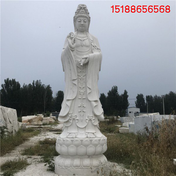 汉白玉石雕观音站立佛像滴水观音寺庙送子观世音文珠普贤菩萨雕塑