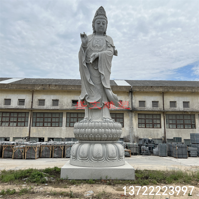 花岗岩石雕观世音菩萨雕像汉白玉滴水观音 寺庙寺院观音佛像摆件