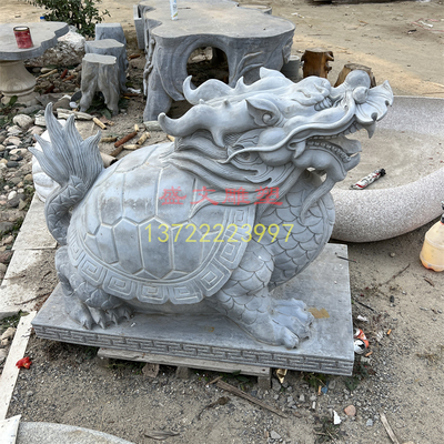 石雕龙龟 青石龙头龟仿古做旧石头乌龟雕塑定制 大型吐水喷水石龟