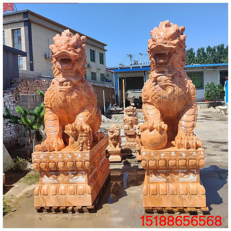 大理石石雕麒麟青石汉白玉石麒麟看门镇宅酒店别墅门口雕塑摆件